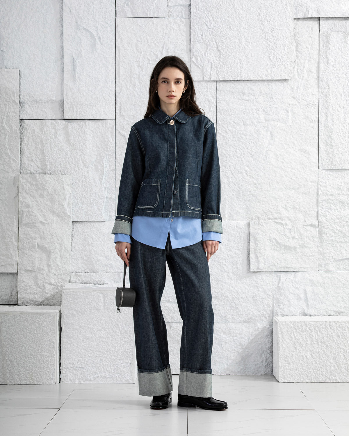 Cuffed Wide Leg Jeans