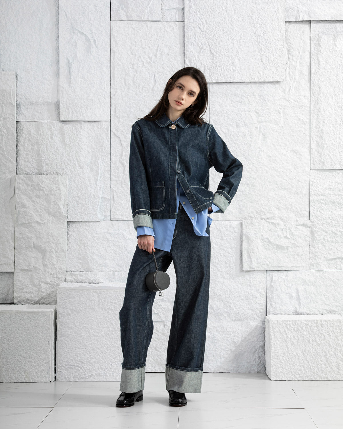 Cuffed Wide Leg Jeans