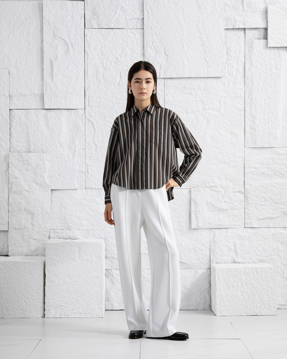 Striped Crop Boxy Shirt