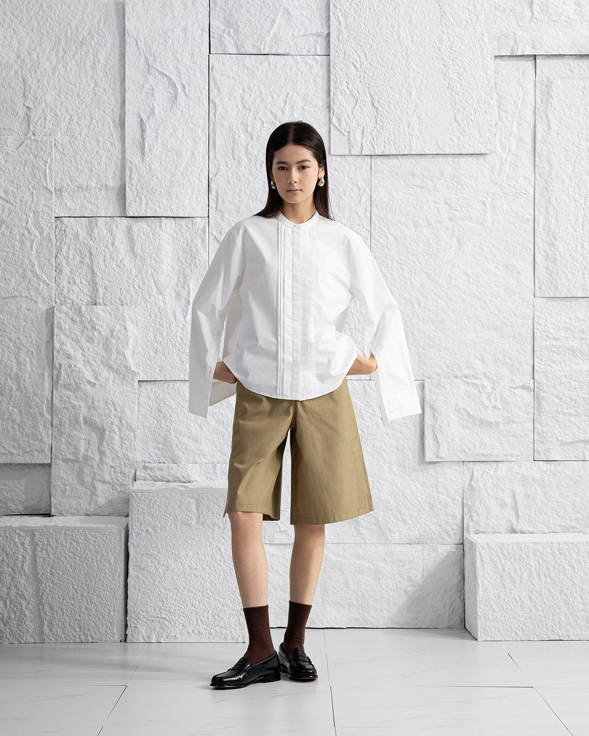 Pleated Bell Sleeve Shirt