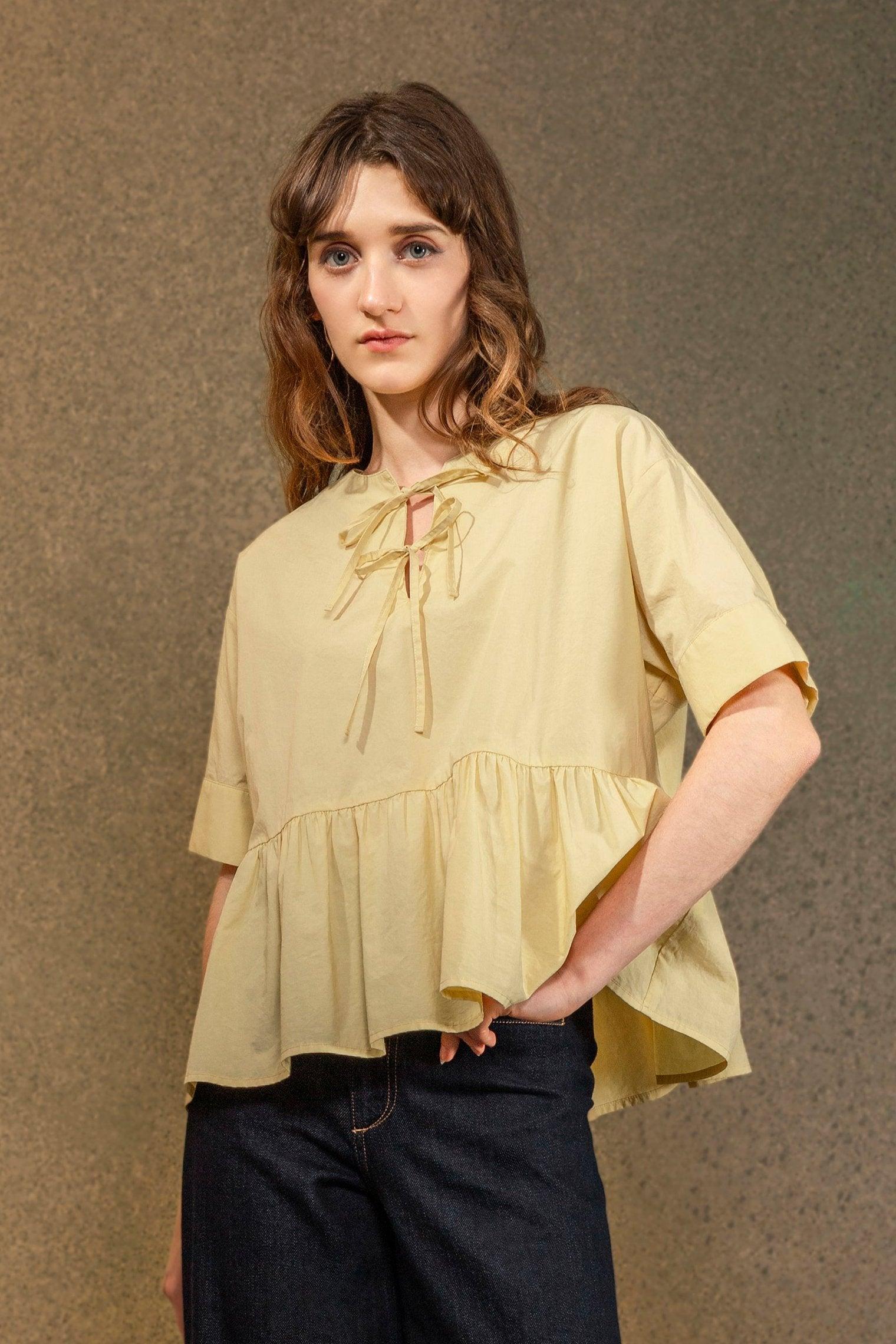 Gathered Hem SS Blouse