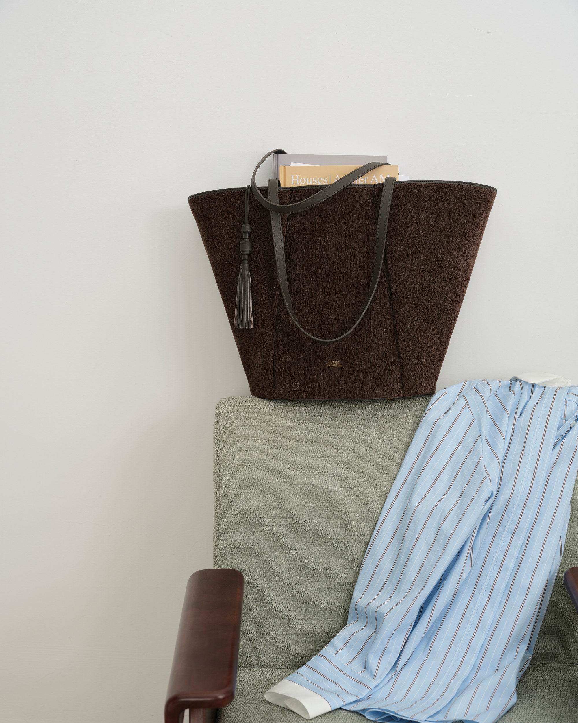Future Classics large lamp shade tweed tote, dark brown