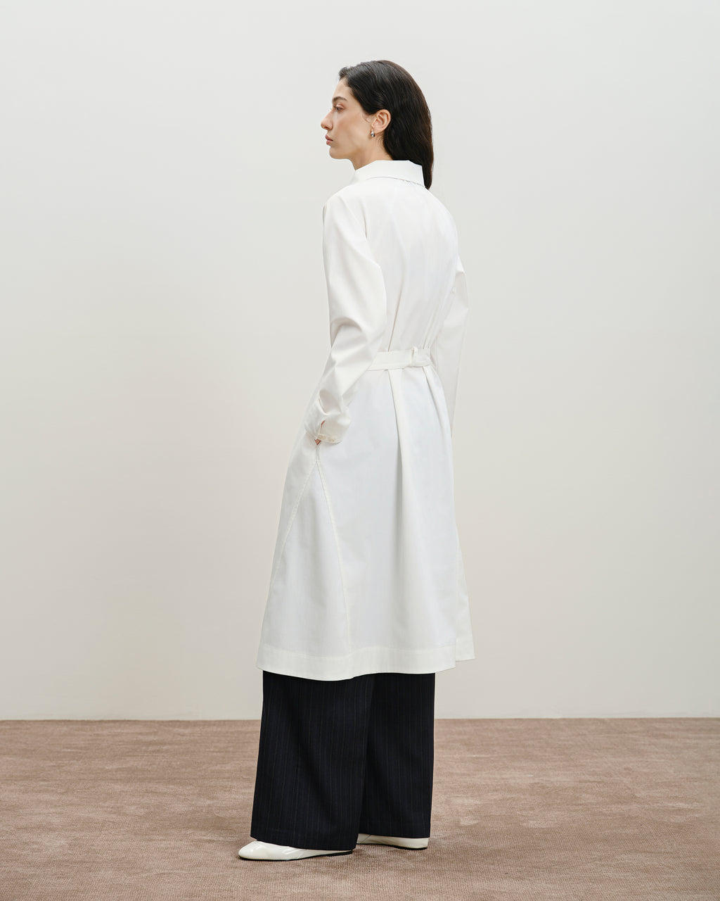 Folded Collar Shirt Dress