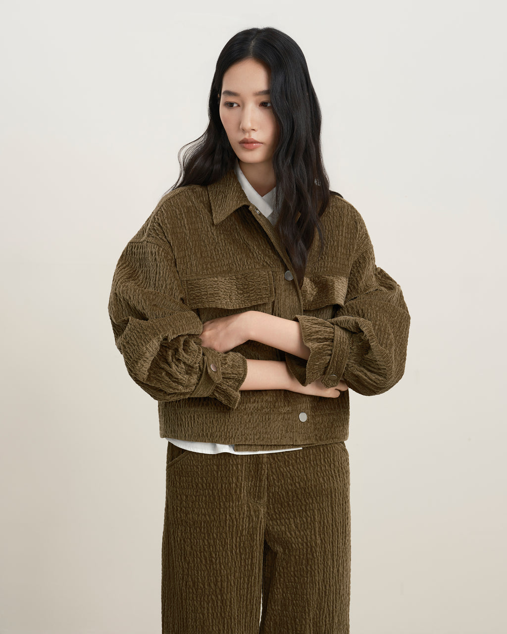 Corduroy Cropped Shirt Jacket