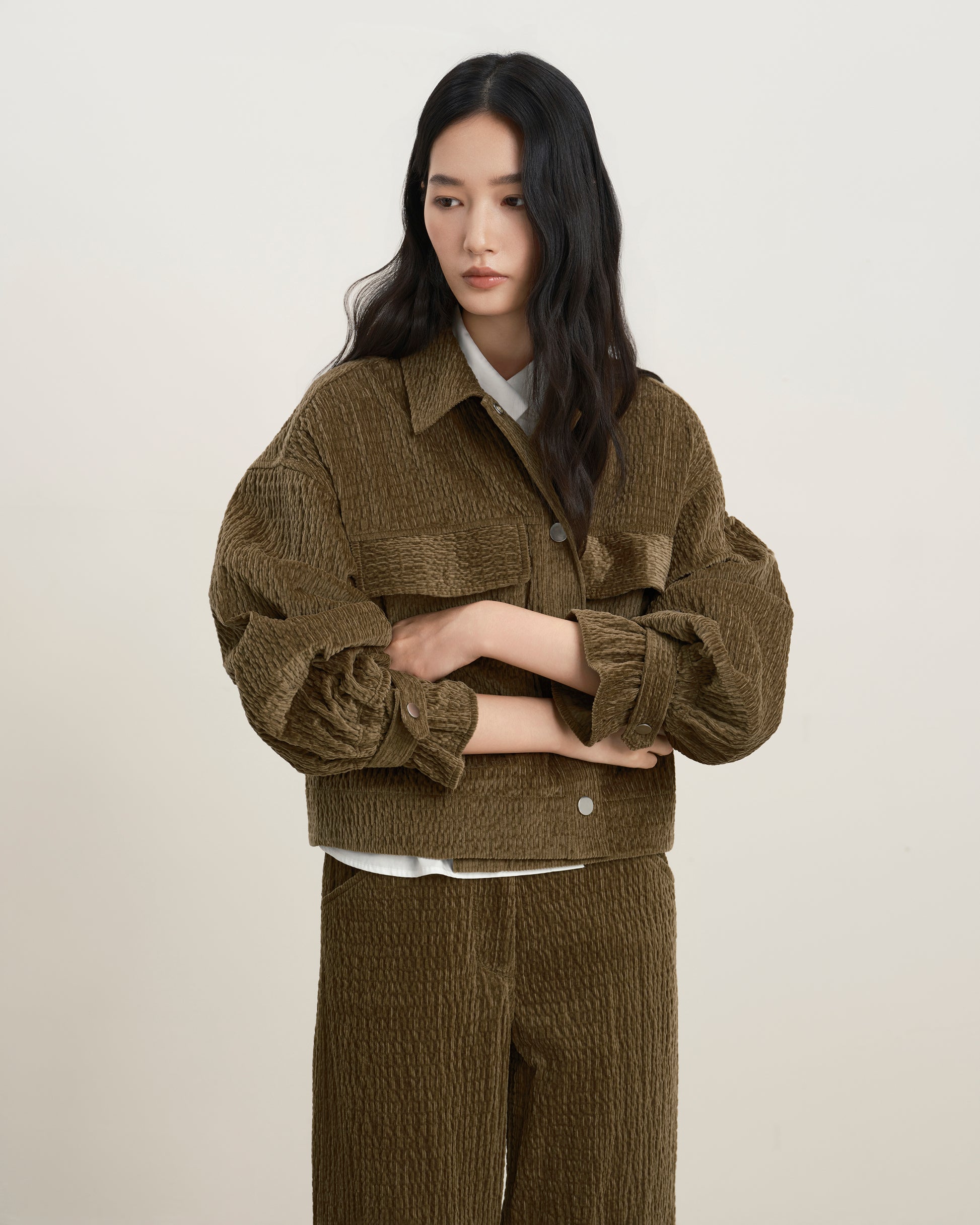 Corduroy Cropped Shirt Jacket