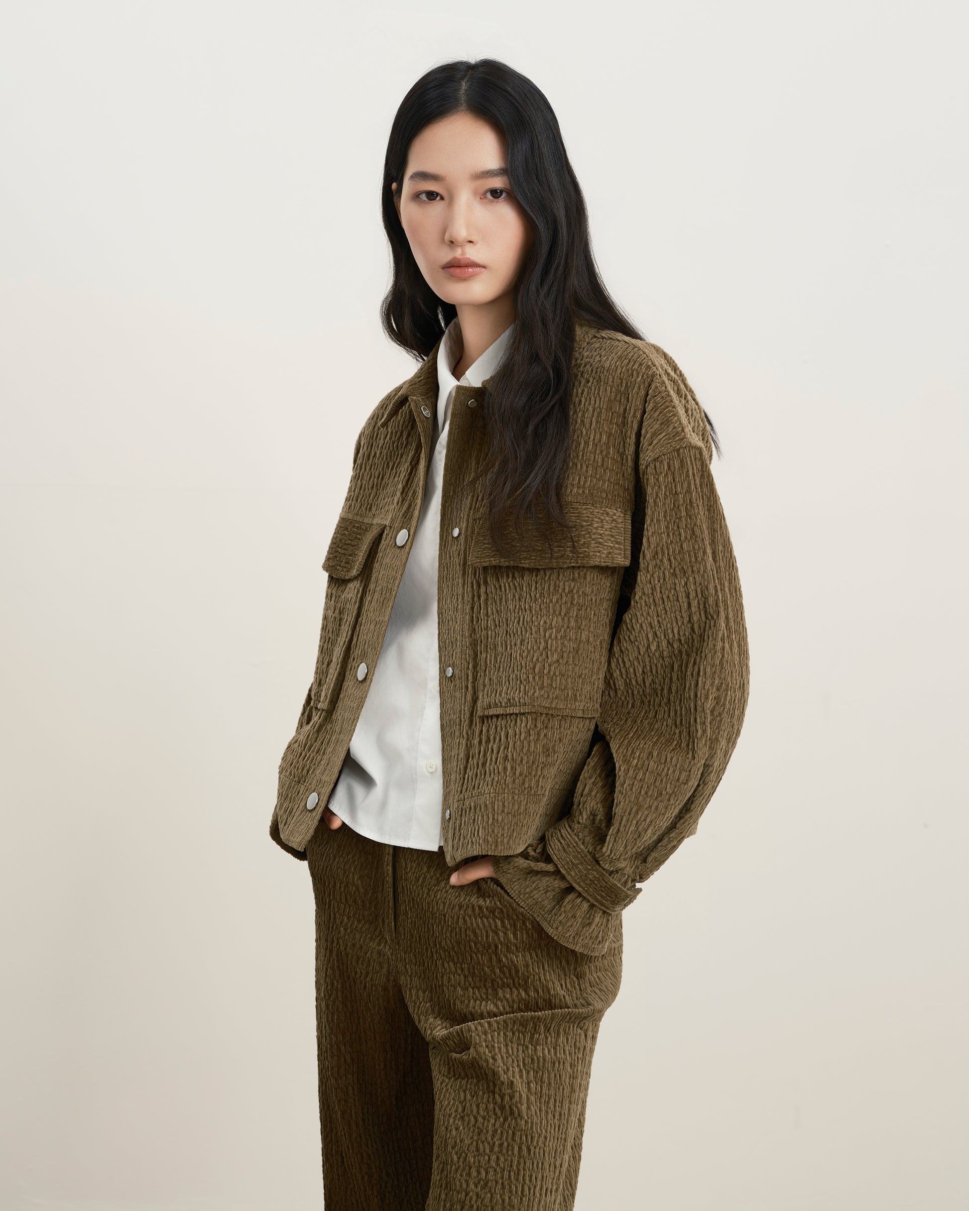 Corduroy Cropped Shirt Jacket