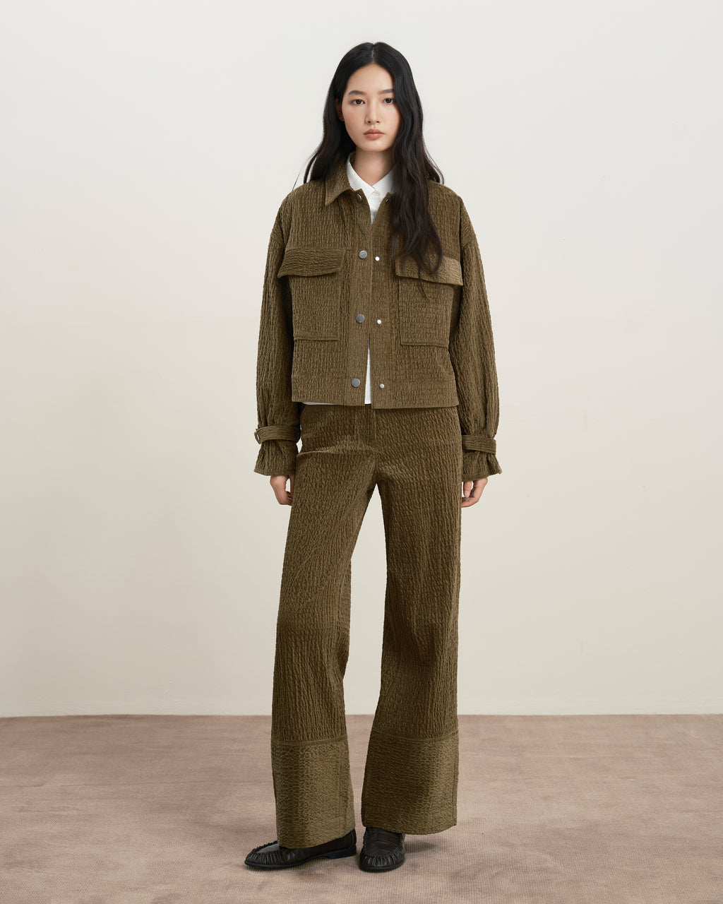 Corduroy Cropped Shirt Jacket