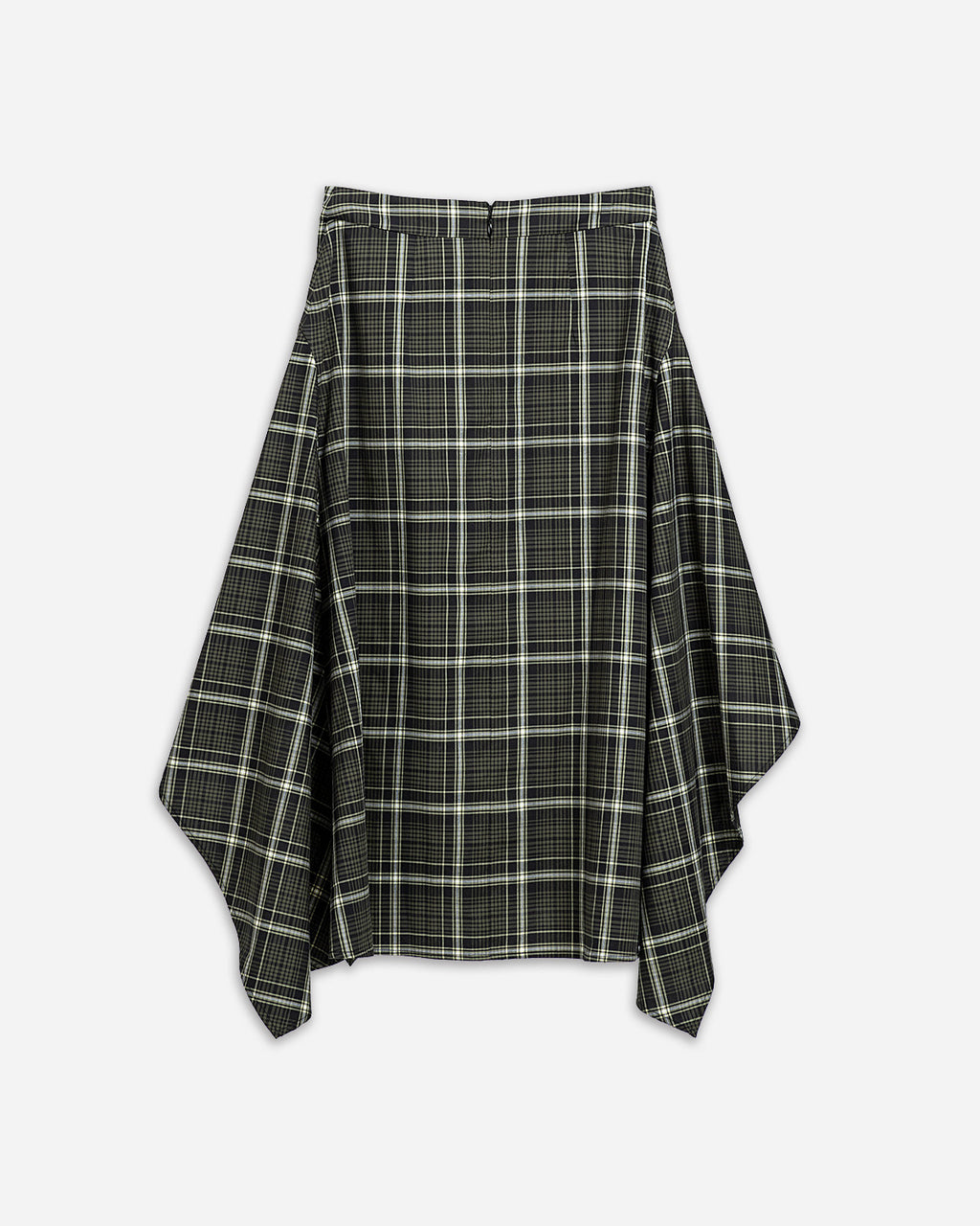 Plaid Asymmetric Drape Skirt