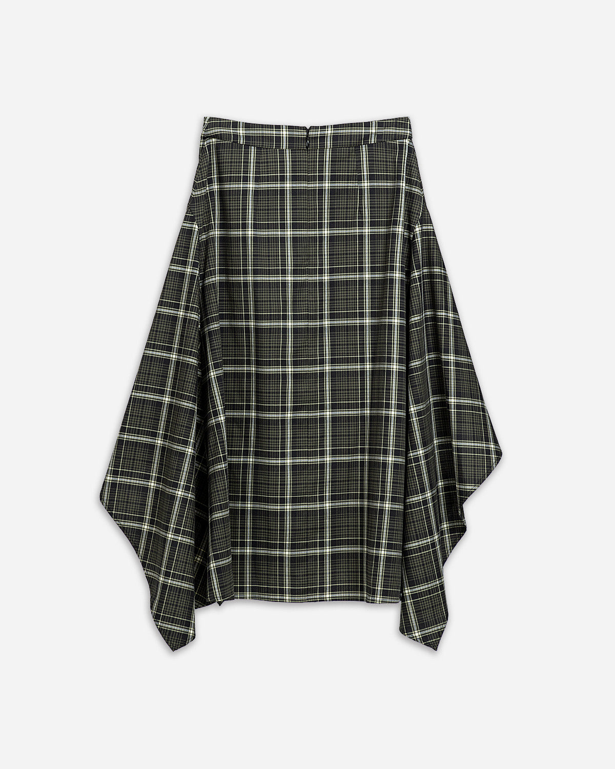 Plaid Asymmetric Drape Skirt