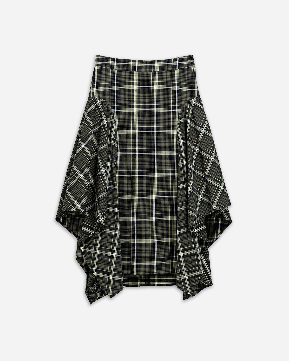 Plaid Asymmetric Drape Skirt