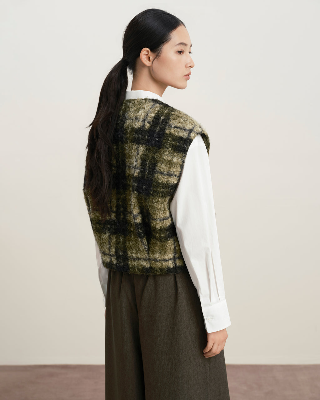 Plaid Teddy Pile Vest