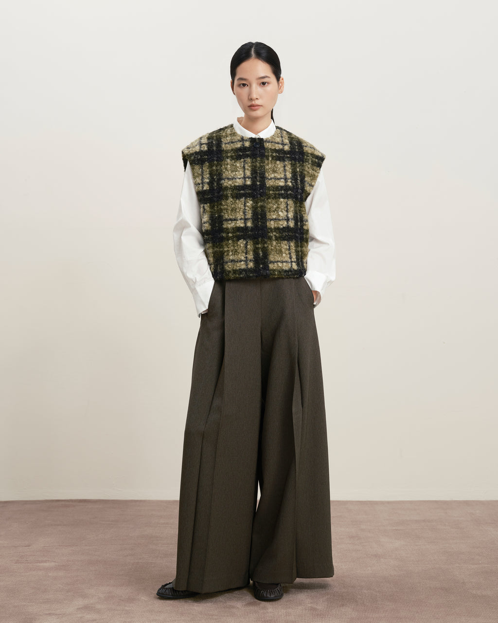 Plaid Teddy Pile Vest