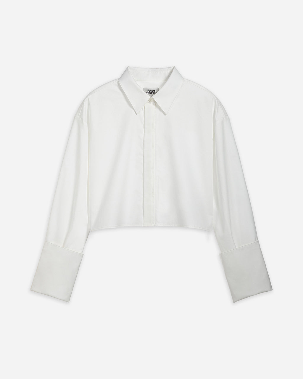 Folded Cuff Cropped Shirt