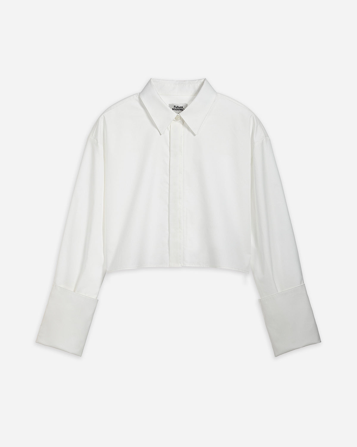 Folded Cuff Cropped Shirt