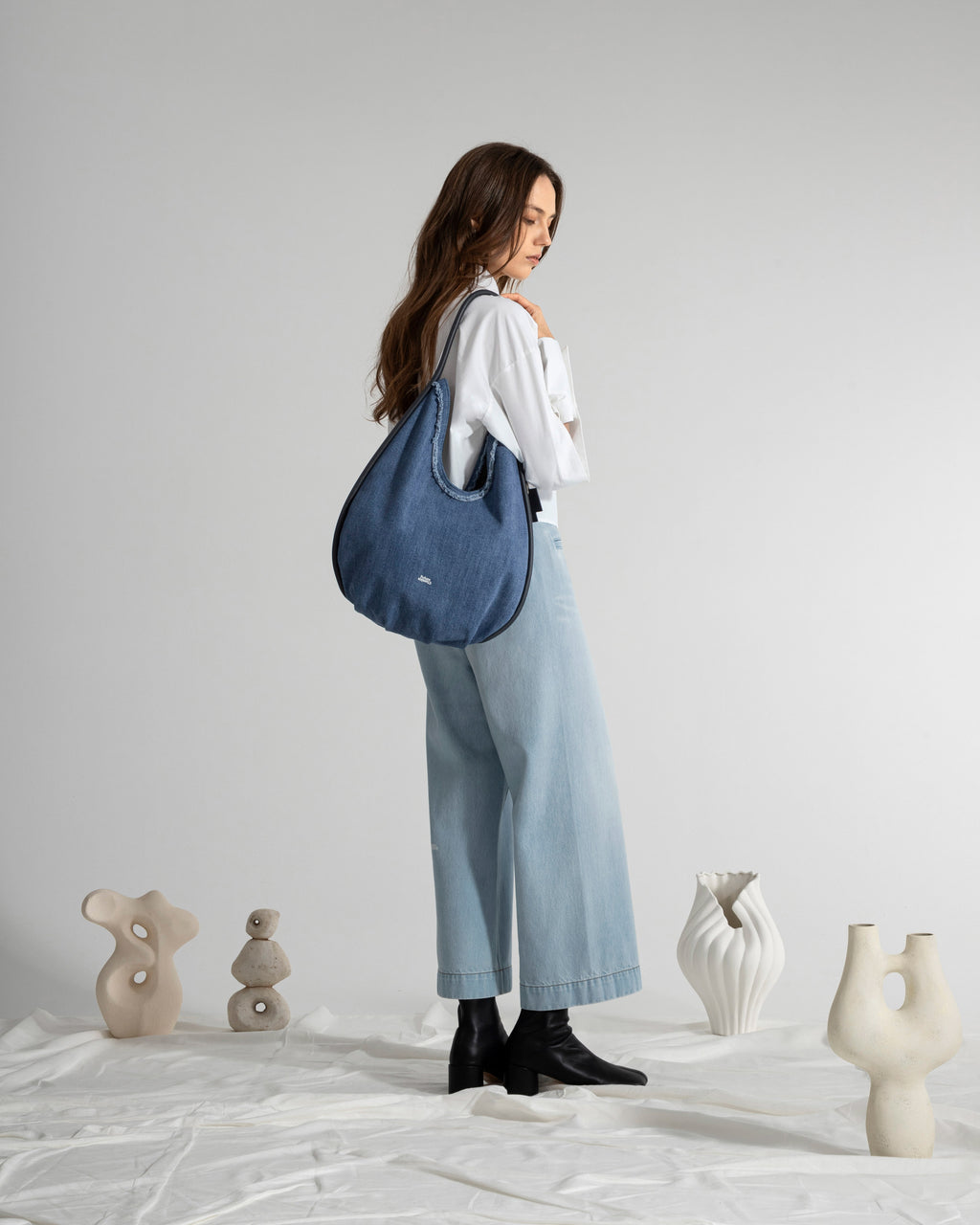 Large Teardrop Denim Hobo