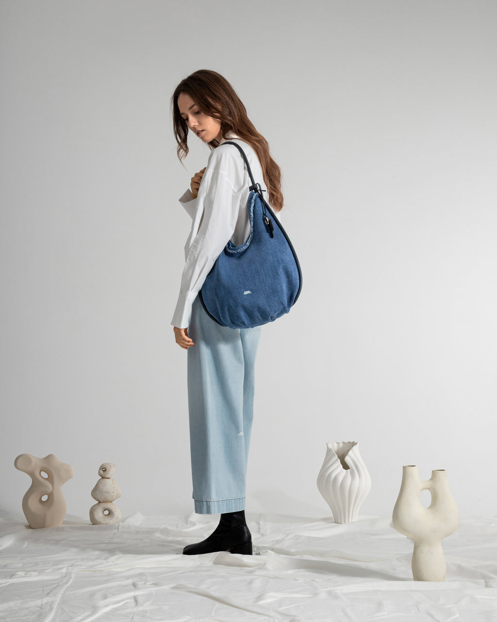 Large Teardrop Denim Hobo