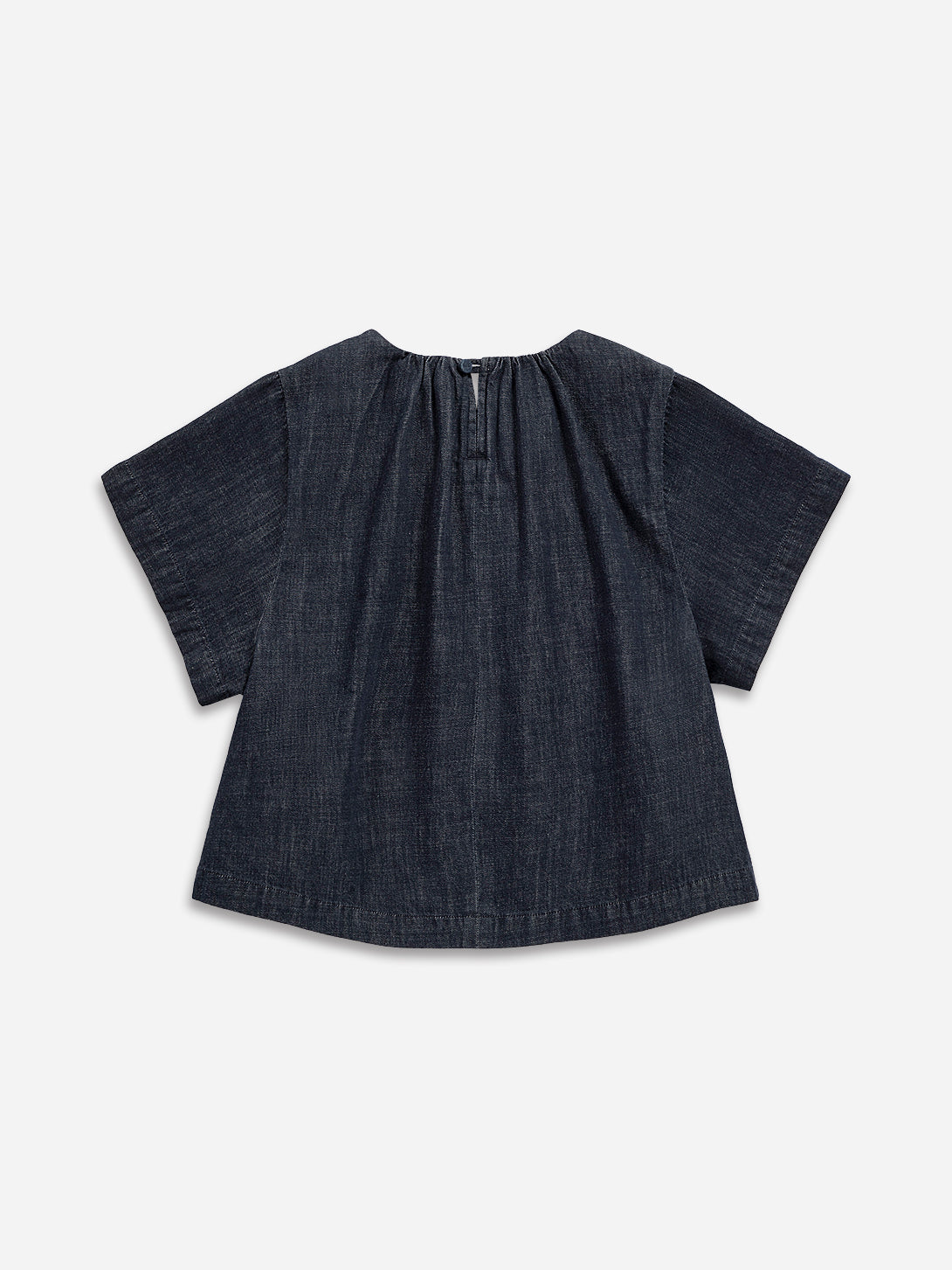 Gathered Neck Denim Top