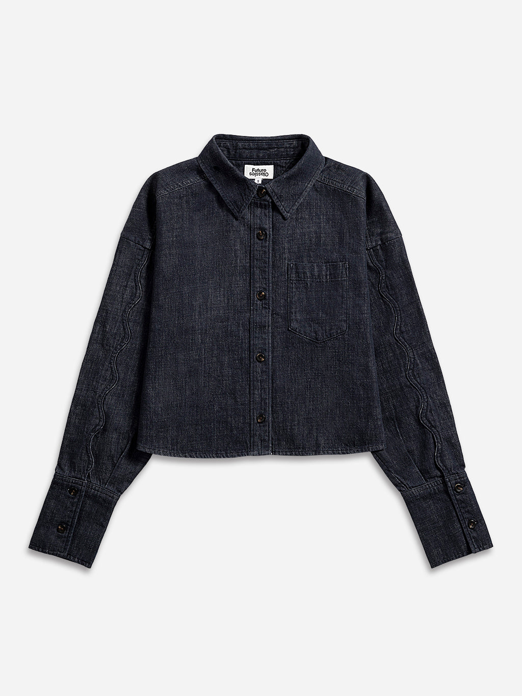 Motif Sleeve Denim Shirt