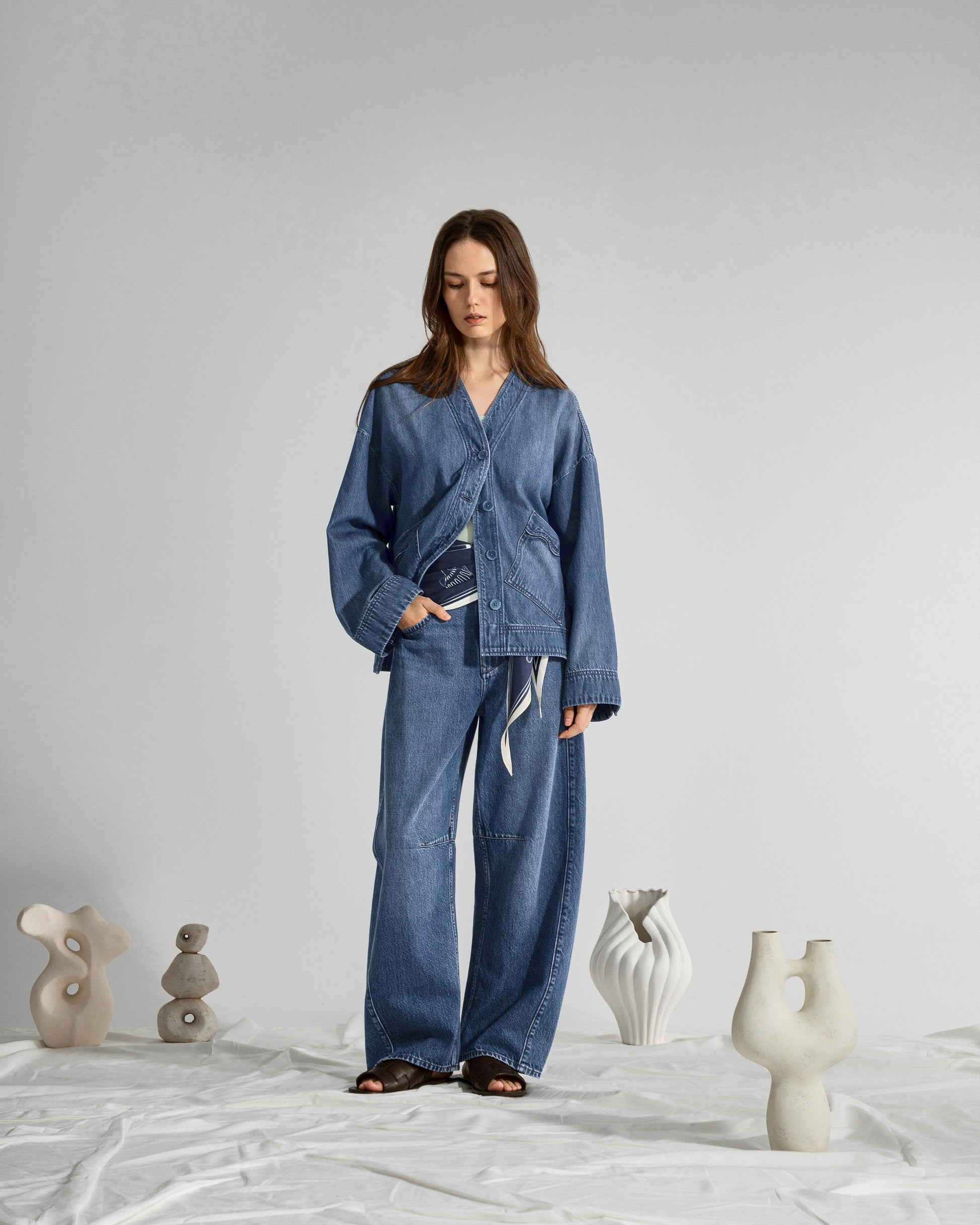 Motif Sleeve Denim Jacket