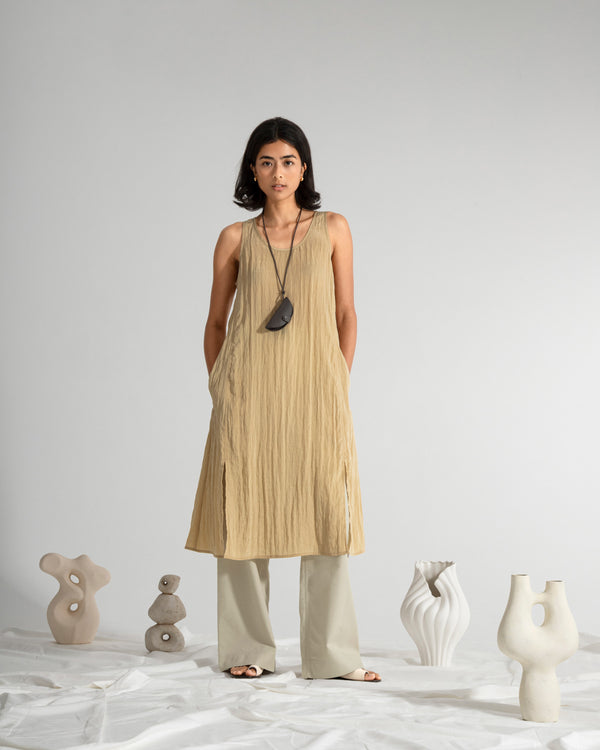 Crinkle Slit Dress