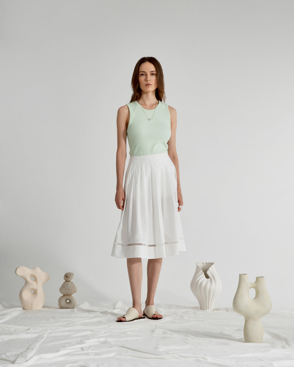 Pleated Flare Skirt