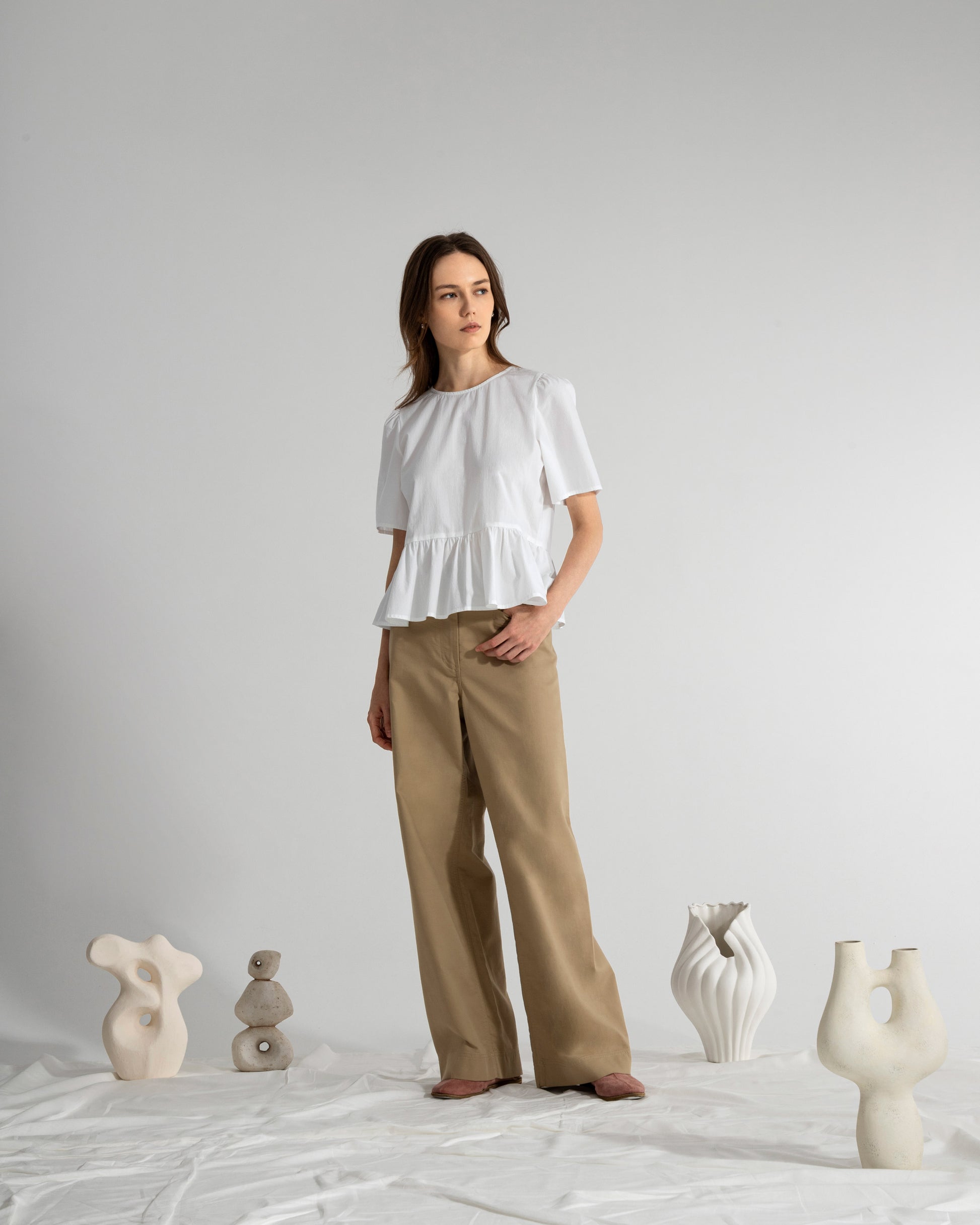 Puff Sleeves Gathered Blouse