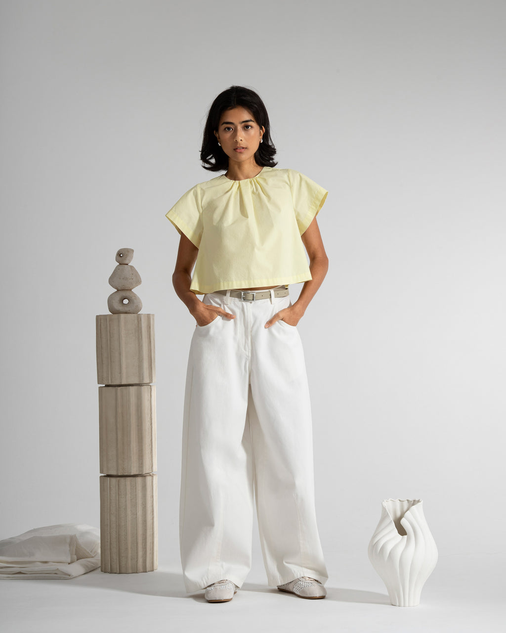 Gathered Neck SS Top