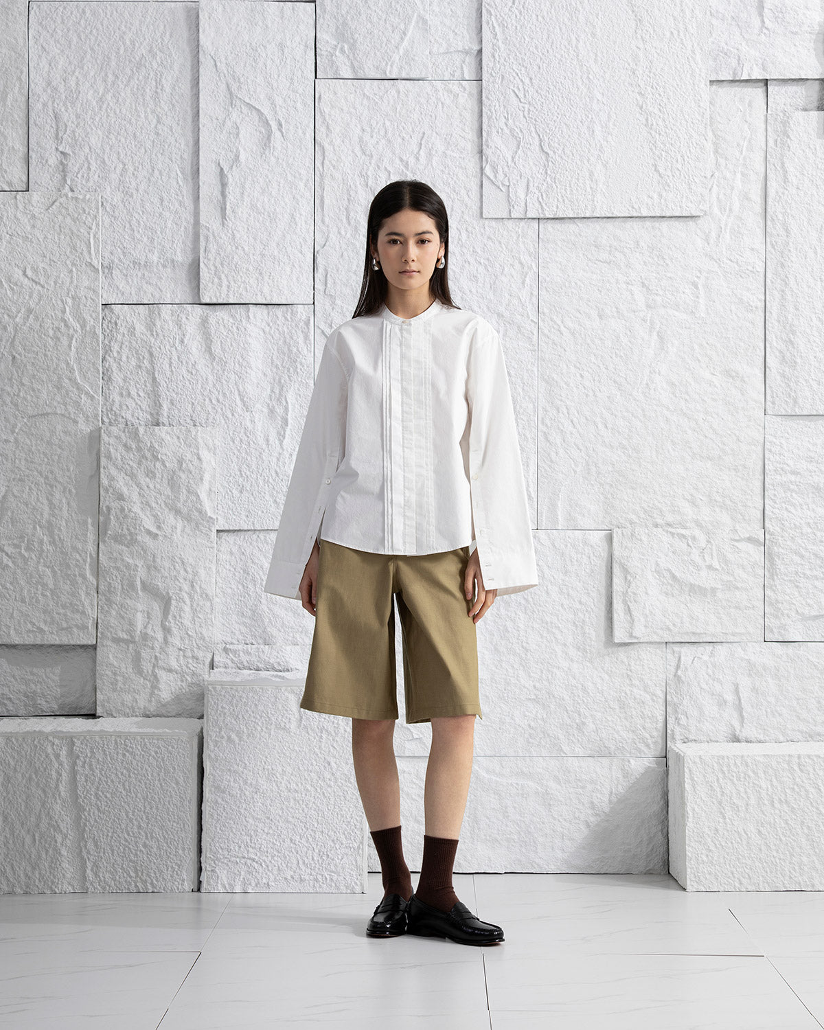 Pleated Bell Sleeve Shirt