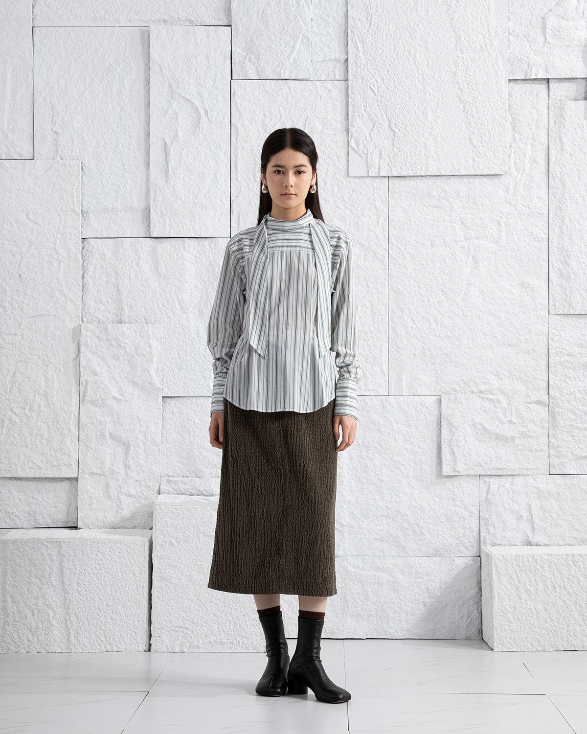 Striped Scarf-Detailed Top