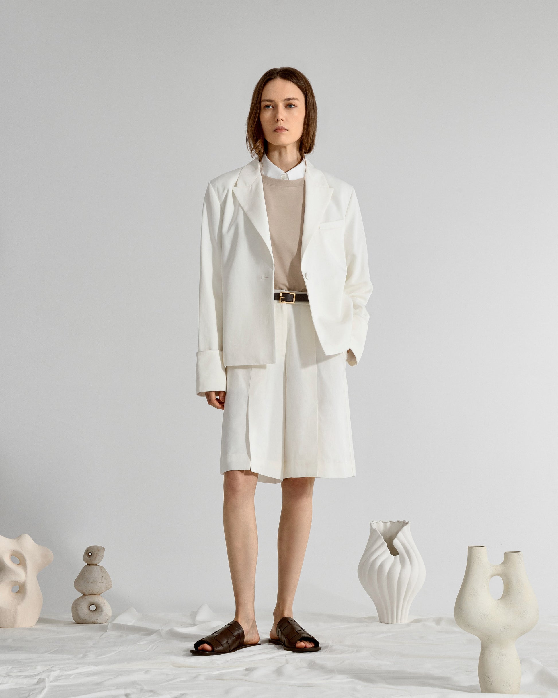 Front Slits Tailored Shorts