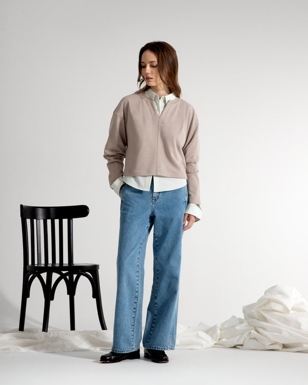 Pleated Shoulder Sweatshirt