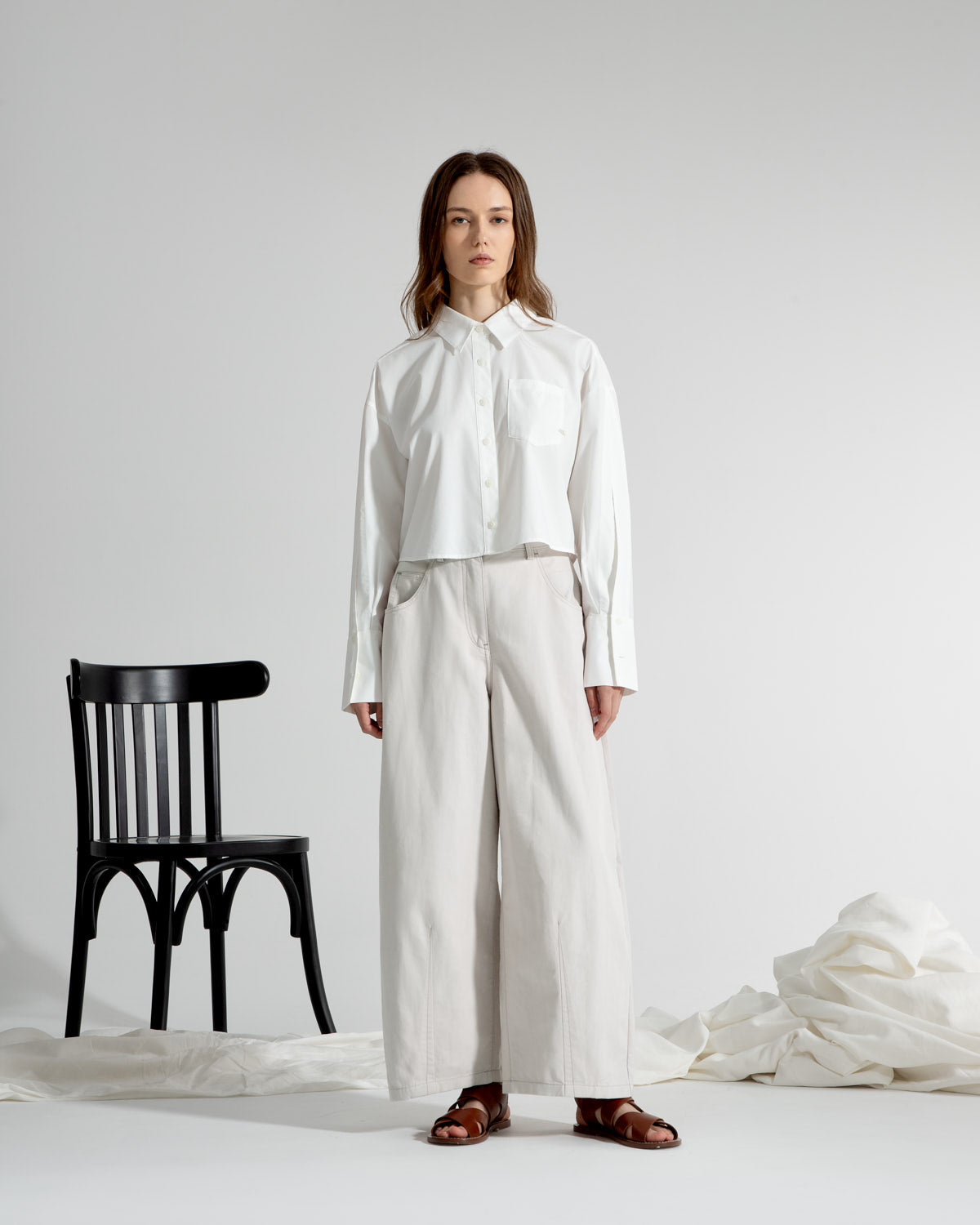 Split Sleeves Cropped Shirt