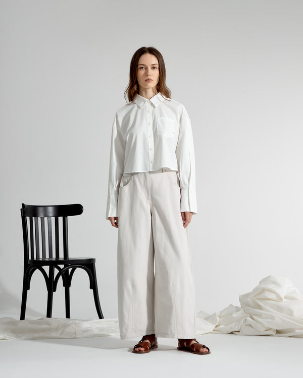 Split Sleeves Cropped Shirt